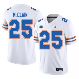 Florida Gators Cormani McClain #25 White Jersey | Pro Cut Stitched NCAA Football Men Apparel 47646309