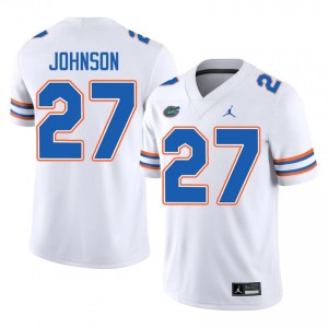 Florida Gators Dijon Johnson #27 White Jersey | Genuine Stitched NCAA Football Men Apparel 96070080