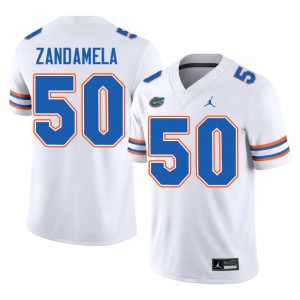Florida Gators Jason Zandamela #50 White Jersey | Genuine Stitched NCAA Football Men Apparel 34992259