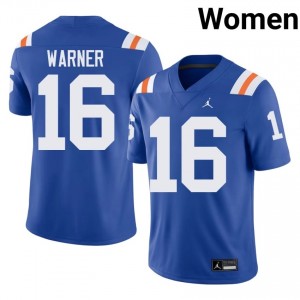 Elite Thread Aidan Warner #16 Florida Gators Royal Alternate Jersey | Women University Football Embroidery Fan Gear 29127495