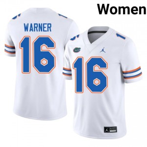 Florida Aidan Warner #16 White Jersey | Premium Embroidery NCAA Football Women Apparel 96059742