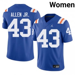 Officially Licensed Alfonzo Allen Jr. #43 Florida Gators Royal Alternate Jersey | Women University Football Embroidery Fan Gear 68256991