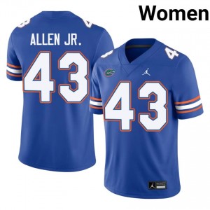 Alfonzo Allen Jr. #43 Gators Jersey | Iconic Royal College Football Women Stitch 97755989