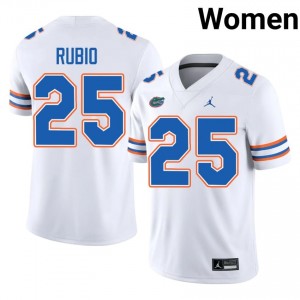 Florida Gators Anthony Rubio #25 White Jersey | Pro Cut Embroidery NCAA Football Women Apparel 18924635