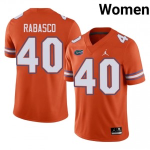 #40 Brandon Rabasco Florida Gators Orange Jersey | Authentic Stitched Women Player Football Gear 41226119
