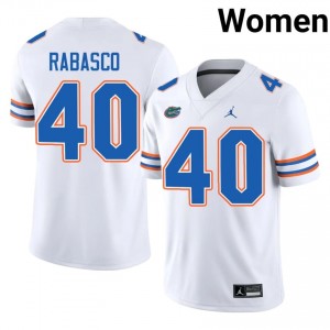 Florida Brandon Rabasco #40 White Jersey | Premium Embroidery NCAA Football Women Apparel 24883604