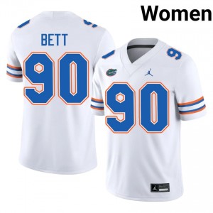 Florida Gators Brendan Bett #90 White Jersey | Pro Cut Embroidery NCAA Football Women Apparel 43806990