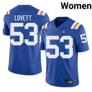 Officially Licensed Bryce Lovett #53 Florida Gators Royal Alternate Jersey | Women University Football Embroidery Fan Gear 41614323
