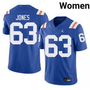 Durable Caden Jones #63 Florida Royal Alternate Jersey | Women University Football Embroidery Fan Gear 22910710