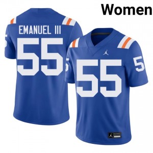 Elite Thread Charles Emanuel III #55 Florida Gators Royal Alternate Jersey | Women University Football Embroidery Fan Gear 18009427