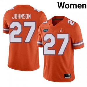 #27 Dijon Johnson Florida Gators Orange Jersey | Authentic Stitched Women Player Football Gear 94998287