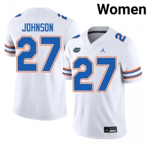 Florida Dijon Johnson #27 White Jersey | Premium Embroidery NCAA Football Women Apparel 74422447