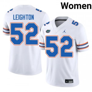 Florida Gators Dylan Leighton #52 White Jersey | Genuine Embroidery NCAA Football Women Apparel 14250261
