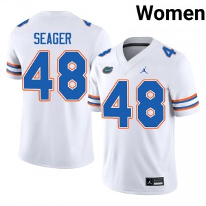 Florida Gators Erich Seager #48 White Jersey | Genuine Embroidery NCAA Football Women Apparel 80885148