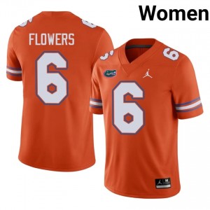 #6 J'Vari Flowers UF Gators Orange Jersey | Classic Stitched Women Player Football Gear 83583204