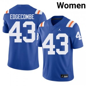 Durable Jaden Edgecombe #43 Florida Royal Alternate Jersey | Women University Football Embroidery Fan Gear 20838034
