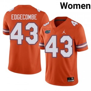 #43 Jaden Edgecombe UF Gators Orange Jersey | Classic Stitched Women Player Football Gear 82034692