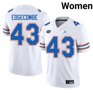 Florida Gators Jaden Edgecombe #43 White Jersey | Pro Cut Embroidery NCAA Football Women Apparel 27376225