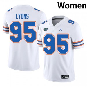 Florida Jamari Lyons #95 White Jersey | Essential Embroidery NCAA Football Women Apparel 21429996