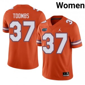 #37 Javion Toombs UF Gators Orange Jersey | Classic Stitched Women Player Football Gear 49205519