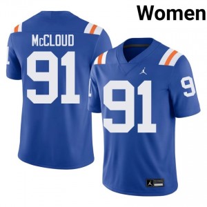 Elite Thread Jeramiah McCloud #91 Florida Gators Royal Alternate Jersey | Women University Football Embroidery Fan Gear 37087276