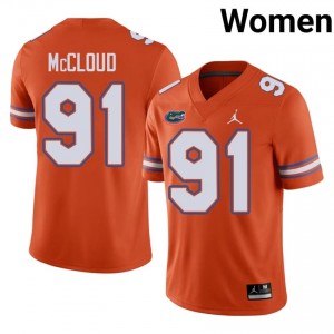 #91 Jeramiah McCloud Florida Gators Orange Jersey | Authentic Stitched Women Player Football Gear 63082512