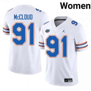 Florida Jeramiah McCloud #91 White Jersey | Premium Embroidery NCAA Football Women Apparel 15354575