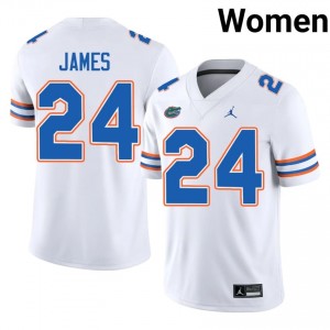 Florida Gators Kamran James #24 White Jersey | Genuine Embroidery NCAA Football Women Apparel 78694117