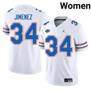 Florida Gators Kelvin Jimenez #34 White Jersey | Genuine Embroidery NCAA Football Women Apparel 63917385