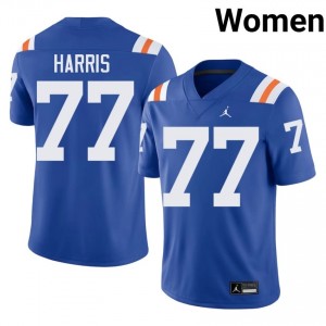 Elite Thread Knijeah Harris #77 Florida Gators Royal Alternate Jersey | Women University Football Embroidery Fan Gear 47968917