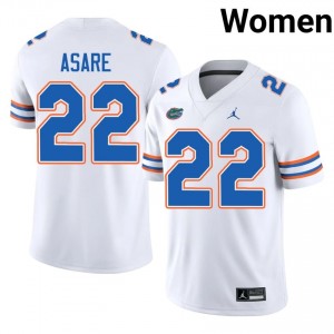 Florida Gators Kofi Asare #22 White Jersey | Pro Cut Embroidery NCAA Football Women Apparel 43837598