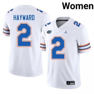 Florida Gators Lagonza Hayward #2 White Jersey | Pro Cut Embroidery NCAA Football Women Apparel 71062331