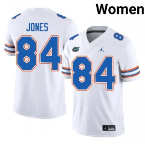 Florida Gators Micah Jones #84 White Jersey | Genuine Embroidery NCAA Football Women Apparel 88404769