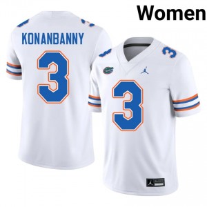 Florida Onis Konanbanny #3 White Jersey | Premium Embroidery NCAA Football Women Apparel 48162279