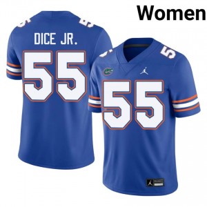 TJ Dice Jr. #55 Gators Jersey | Exclusive Royal College Football Women Swen 80336719