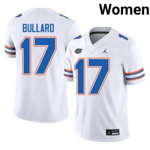 Florida Gators Titus Bullard #17 White Jersey | Genuine Embroidery NCAA Football Women Apparel 86260301