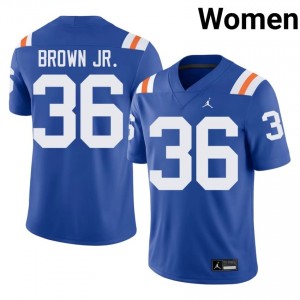 Officially Licensed Vincent Brown Jr. #36 Florida Gators Royal Alternate Jersey | Women University Football Embroidery Fan Gear 29892967