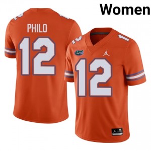 #12 Aaron Philo UF Gators Orange Jersey | Classic Stitched Women Player Football Gear 49185674