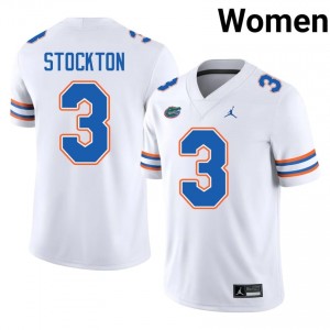 Florida Gators Bailey Stockton #3 White Jersey | Genuine Embroidery NCAA Football Women Apparel 64495320