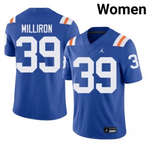 Officially Licensed Carter Milliron #39 Florida Gators Royal Alternate Jersey | Women University Football Embroidery Fan Gear 25392077