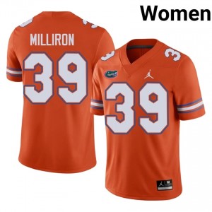 #39 Carter Milliron Florida Gators Orange Jersey | Alumni Stitched Women Player Football Gear 52473692