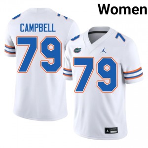 Florida Gators Chancellor Campbell #79 White Jersey | Pro Cut Embroidery NCAA Football Women Apparel 65974388