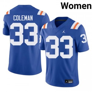 Officially Licensed DJ Coleman #33 Florida Gators Royal Alternate Jersey | Women University Football Embroidery Fan Gear 52656204