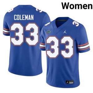 DJ Coleman #33 Gators Jersey | Iconic Royal College Football Women Stitch 60040943