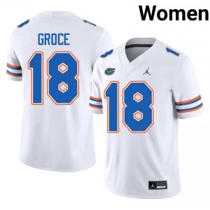 Florida Davian Groce #18 White Jersey | Essential Embroidery NCAA Football Women Apparel 86250122