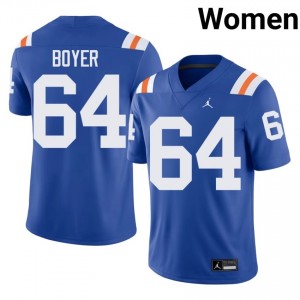 Durable Eagan Boyer #64 Florida Royal Alternate Jersey | Women University Football Embroidery Fan Gear 46755404