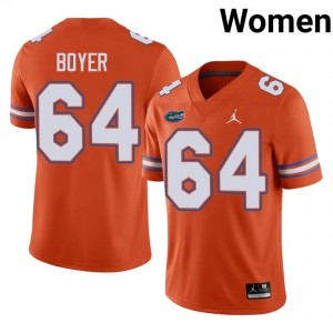 #64 Eagan Boyer UF Gators Orange Jersey | Classic Stitched Women Player Football Gear 27923503