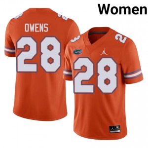 #28 Elijah Owens Florida Gators Orange Jersey | Authentic Stitched Women Player Football Gear 96156547
