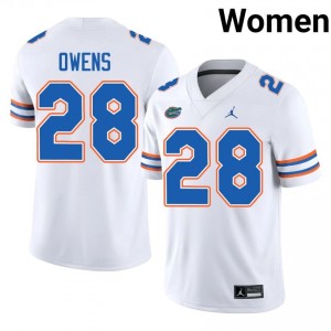 Florida Elijah Owens #28 White Jersey | Premium Embroidery NCAA Football Women Apparel 85865280