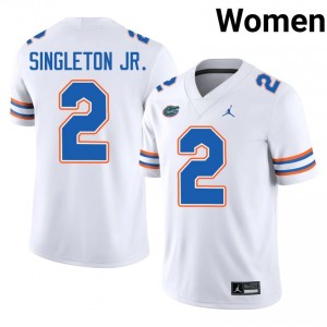 Florida Eric Singleton Jr. #2 White Jersey | Premium Embroidery NCAA Football Women Apparel 93343872